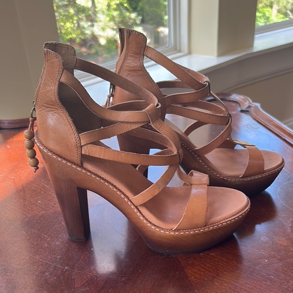 UGG Tan Strappy Heels with Elegant Design
